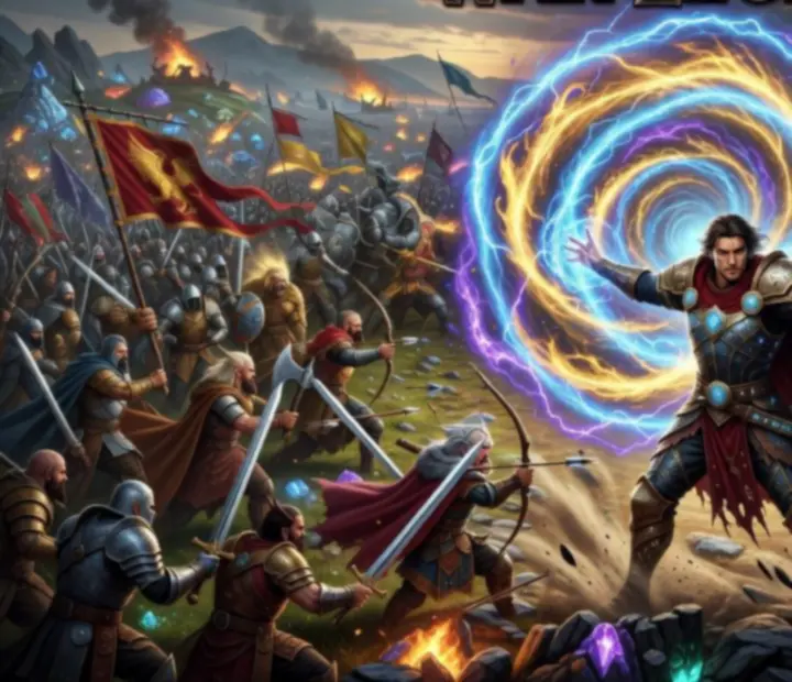 War Legends hős varázslatot idéz egy fantasy csatatéren